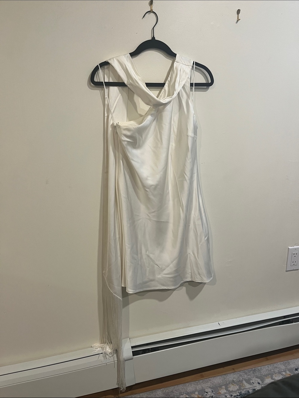 Abercrombie & Fitch Cream Satin Mini Dress with Draped Neck